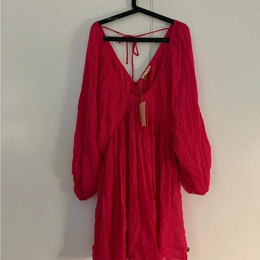 Anthropologie Fuchsia dress balloon v neck Let Me Be NWT - Picture 2 of 6